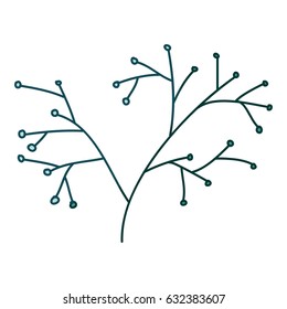 aquamarine hand drawn silhouette of stem with seeds vector illustration