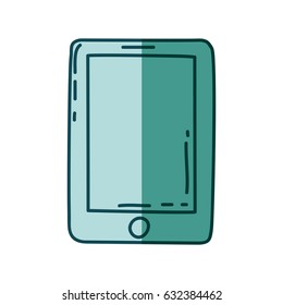 aquamarine hand drawn silhouette of tablet device vector illustration