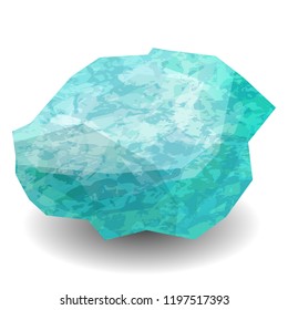 Aquamarine. Precious stone, gemstone, mineral. Translucent raw piece of stone. Texture of layers and facets of stone. Geology mining science jewelry background