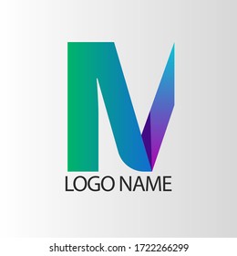 aquamarine and purple gradient color letter n logo isolated on white