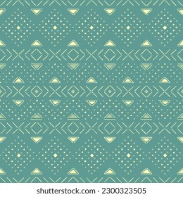 aquamarine repetitive background with hand drawn geometric shapes. vector seamless pattern. decorative art. folk motifs. fabric swatch. wrapping paper. continuous design template for textile, decor