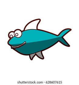 aquamarine silhouette of big shark vector illustration