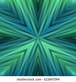 Aquamarine Striped Angular Background of Sea Colors. Gradient Texture of Symmetric Intersecting Lines from Center.