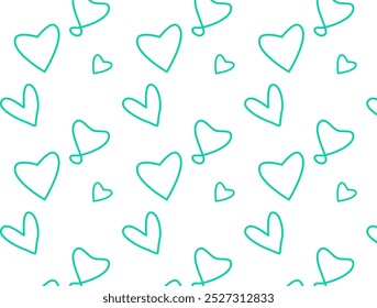 Formas de corazón de trazo de aguamarina de diseño sin costuras. El corazón ama el diseño del Vector del patrón del doodle. Cariño. Devoción
