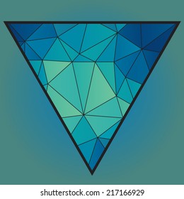 Aquamarine triangle logo, hand drawn, vector illustration