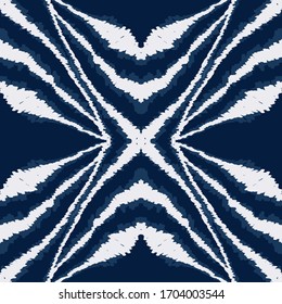 Aquamarine Tribal Graphic Vector Seamless Pattern. Japanese Drawing Batik Print. Repeat Aztec Design. Cornflower Carpet Elegant Ornament.