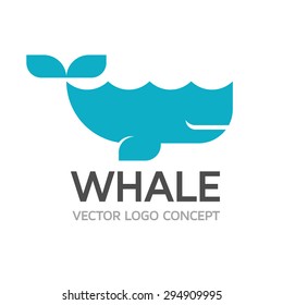 Aquamarine whale. Vector logo template