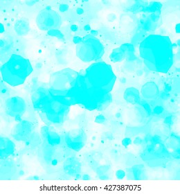 Aquamarine and white. Stains. Monochrome abstract seamless background.