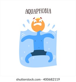 Aquaphobia Simplified Design Flat Vector Illustration On White Background