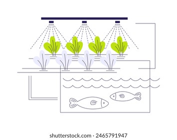 Aquaponics abstract concept vector illustration. Portable aquaponics system with fishes, agroecology industry, sustainable agriculture, smart farming, precision agriculture abstract metaphor.