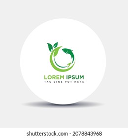 Aquaponics or Eco Fish Farm logo template,Nature fish logo design