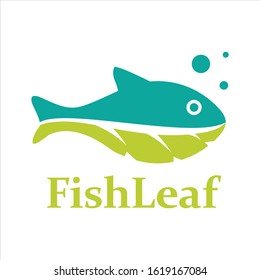 Aquaponics Fish Leaf Logo Template