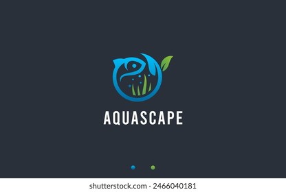 Aquaponics logo design vector silhouette illustration