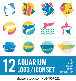 Aquarium Aquatic Gold Fish Water Shop Logo