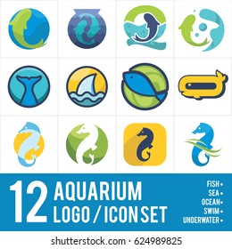 Aquarium Aquatic Gold Fish Water Shop Logo