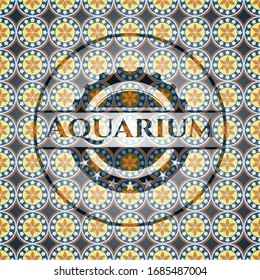 Aquarium arabic emblem background. Arabesque decoration.