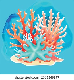 aquarium beautiful sea corals art design vector illustrator
