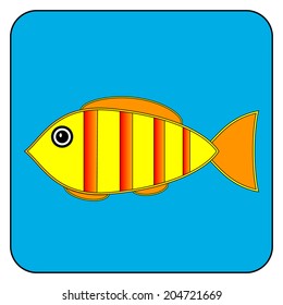 Aquarium button on white background. Vector illustration.