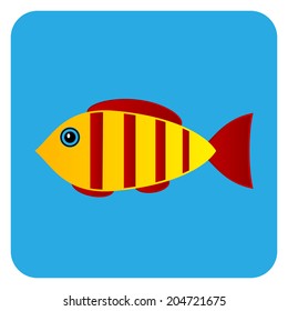 Aquarium button on white background. Vector illustration.