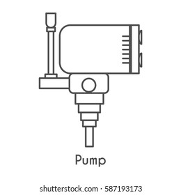 Aquarium care outline vector. Pump in linear style. For announcement, flyer, banner, advertisement