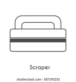 Aquarium care outline vector. Scraper in linear style. For announcement, flyer, banner, advertisement