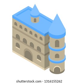 Aquarium castle icon. Isometric of aquarium castle vector icon for web design isolated on white background