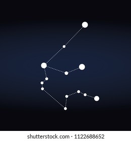 aquarium constellation represented with white dots on blue background editable vector