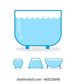 Aquarium empty on white background. Clear glass jar for fish