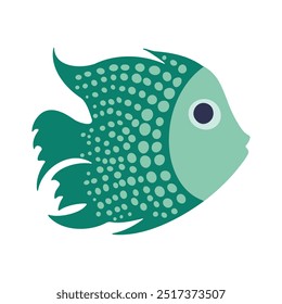 Aquarium fantasy fish linear icon, abstract cartoon symbol set. Exotic childish sea symbol fish with hand drawn doodle ornament. Sign ocean fishes silhouette shape or doodle art. Vector illustration.