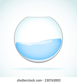 Aquarium filled the water without fish. Vector illustration.