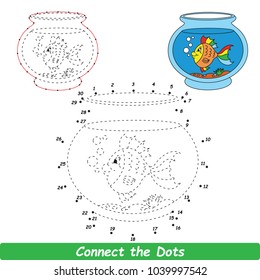 Aquarium fish Beautiful. Dot to Dot Educational Game for Kids.