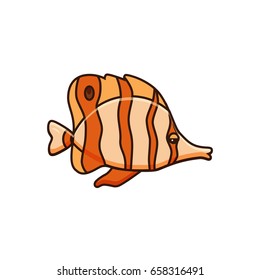 Aquarium fish colorful cartoon flat  icon for your design. Vector silhouette illustration. .