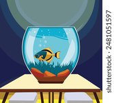 aquarium fish  fishbowl funny fish illustration goldfish