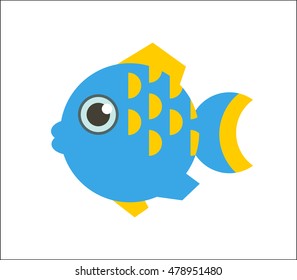 Aquarium fish. Globefish or tetraodon flat illustration. The inhabitants of marine reef aquariums and ponds