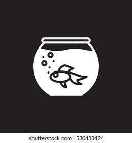 Aquarium with fish icon vector, filled flat sign, solid pictogram isolated on black. Symbol, logo illustration