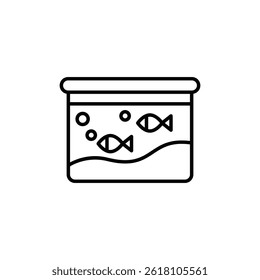 Aquarium with Fish Inside, Simple Outline Icon Graphic Design Concept