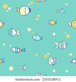 Aquarium fish life seamless pattern.