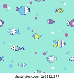 Aquarium fish life seamless pattern