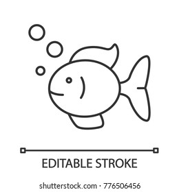 Aquarium fish linear icon. Thin line illustration. Fishkeeping. Fishbowl pet. Contour symbol. Vector isolated outline drawing. Editable stroke