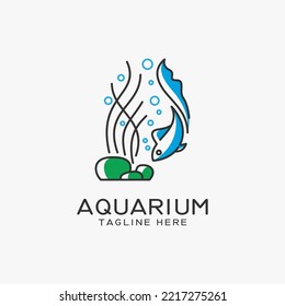 Aquarium and fish logo design