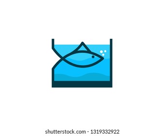 aquarium fish logo type concept