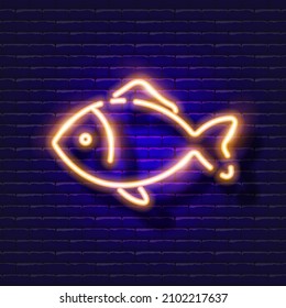 Aquarium fish neon icon. Vector illustration for design, website, pet shop, veterinary clinic. Veterinary medicine concept.