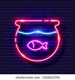 Aquarium fish neon icon. Vector illustration for design, website, pet shop, veterinary clinic. Veterinary medicine concept