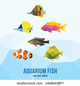 AQUARIUM FISH SET LOW POLY LOGO ICON SYMBOL SET. TRIANGLE GEOMETRIC POLYGON