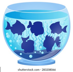 Aquarium with fish silhouettes 3 - eps10 vector illustration.