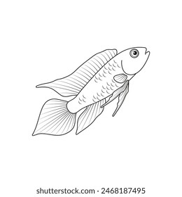 Aquarium fish. Vector black and white image. Coloring.