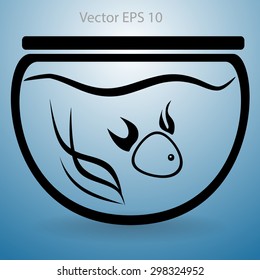 Aquarium and fish vector icon