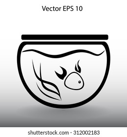 Aquarium and fish vector icon