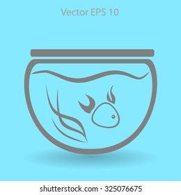 Aquarium and fish vector icon