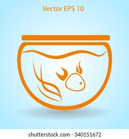 Aquarium and fish vector icon